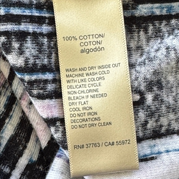 Rafaella purple stripe beaded keyhole neckline 3/4 sleeve cotton top size MP - Picture 11 of 11